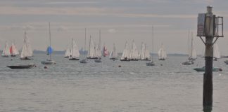 Cowes Classic Week 2016 image of Yachts off the front at Cowes IOW
