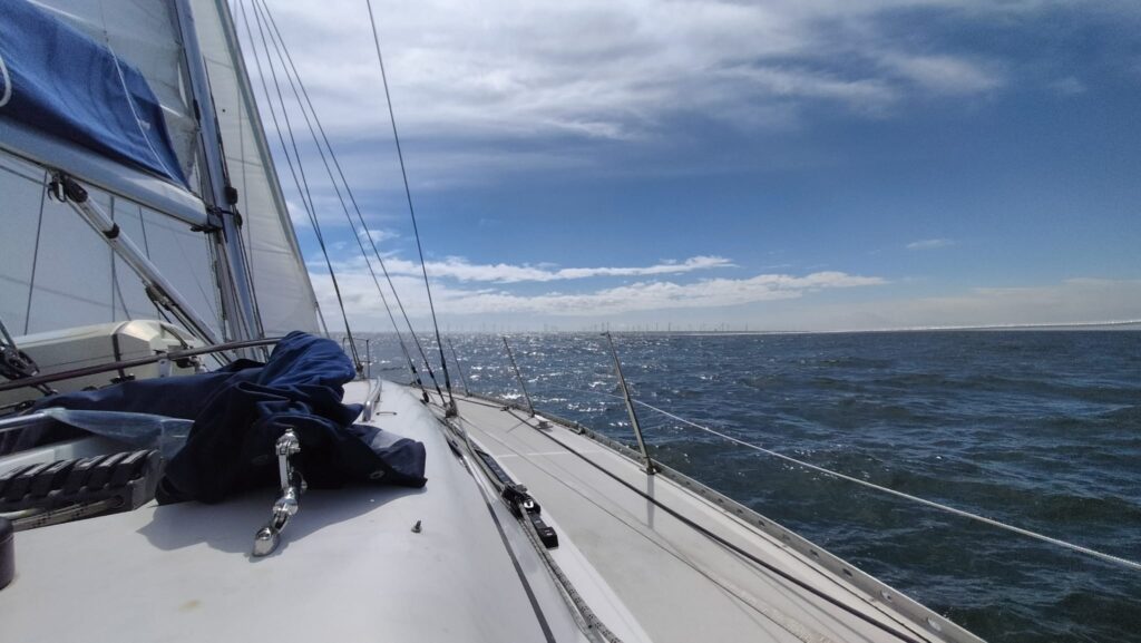 Heading south out to sea in the English Channel
