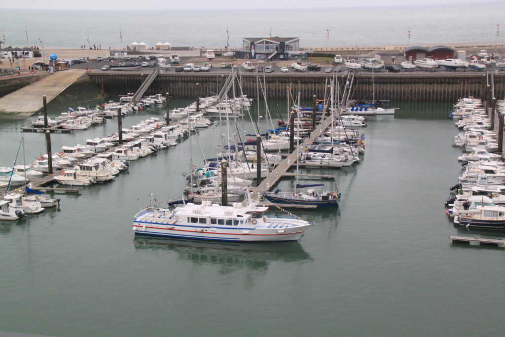 Yachts moored in Fecamp harbour